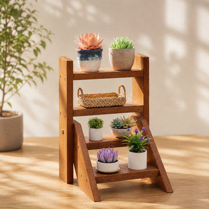 4-Tier Solid Wood Plant Stand