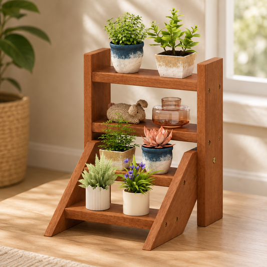 4-Tier Solid Wood Plant Stand