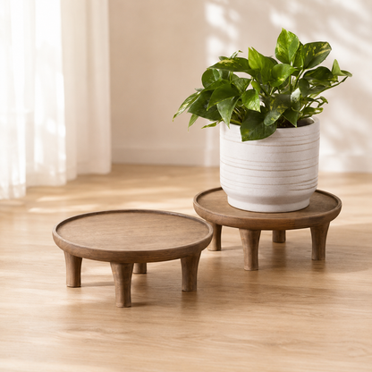 Round Wood Planter Display Stand
