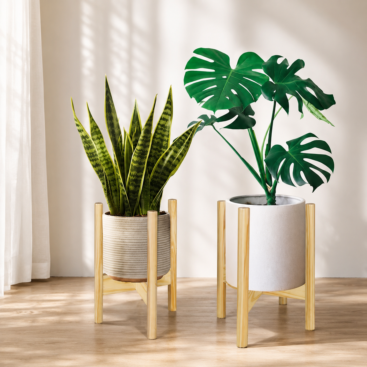 Mid-Century Modern Wood Plant Stand