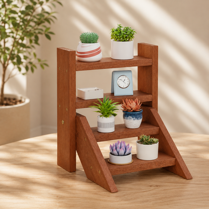 4-Tier Solid Wood Plant Stand