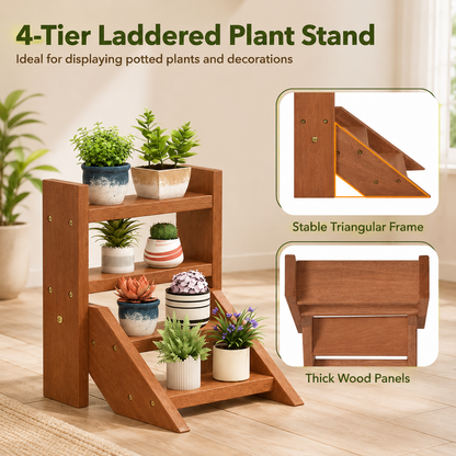 4-Tier Solid Wood Plant Stand