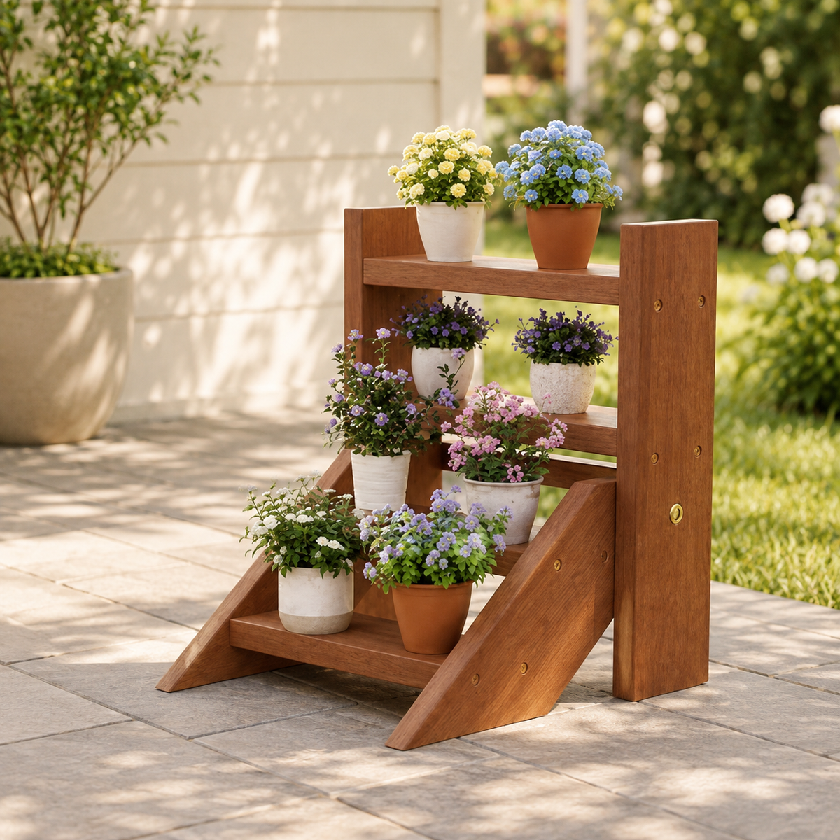 4-Tier Solid Wood Plant Stand